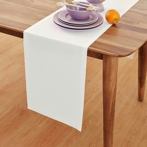 Solino Home Cotton Linen Table Runner – 14 x 108 Inch, White Table Runner